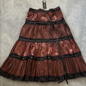 Chic Brown and Black Women's Midi Skirt